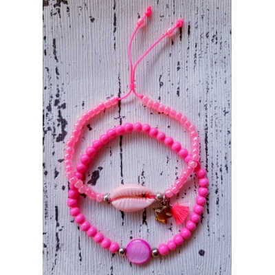 armbanden setje in fel roze armbanden setje in fel roze